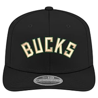 Men's New Era  Black Milwaukee Bucks Statement Edition Jersey Hook 9SEVENTY Stretch-Snap Hat