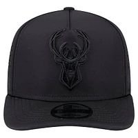 Men's New Era Black Milwaukee Bucks Vented 9FIFTY A-Frame Snapback Hat