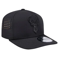 Men's New Era Black Milwaukee Bucks Vented 9FIFTY A-Frame Snapback Hat