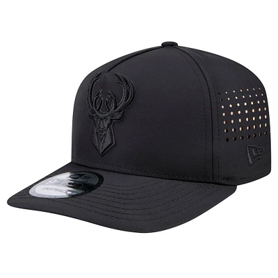 Casquette à visière plate New Era Milwaukee Bucks 9FIFTY A-Frame noire pour homme