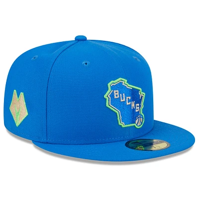 Casquette ajustée alternative 59FIFTY Milwaukee Bucks 2023/24 City Edition New Era pour homme, bleue