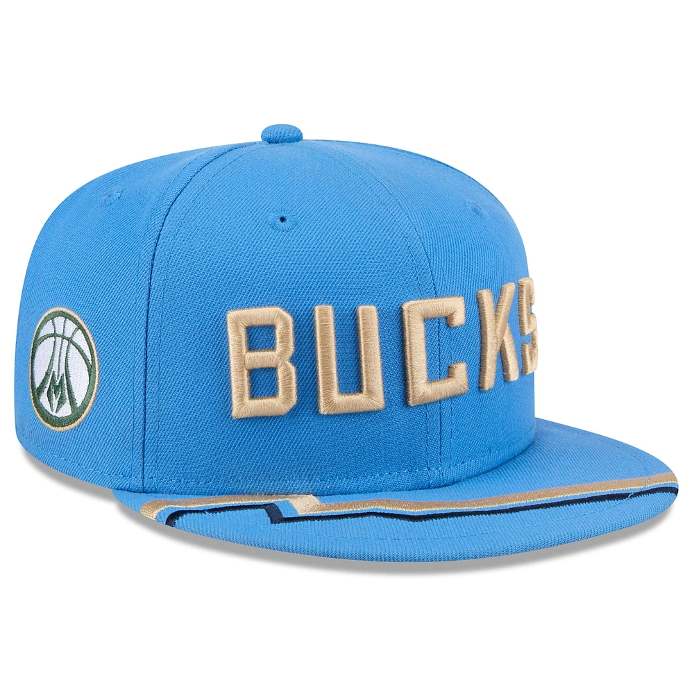 Casquette ajustée 59FIFTY Milwaukee Bucks 2024/25 City Edition New Era bleue pour homme