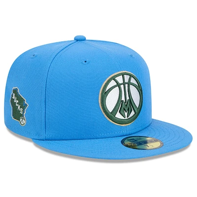 Casquette ajustée New Era Milwaukee Bucks 2024/25 City Edition Alternate 59FIFTY bleue pour homme