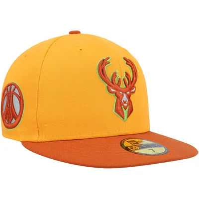 Milwaukee Bucks New Era 59FIFTY Fitted Hat - Gold/Rust