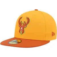 Men's New Era  Gold/Rust Milwaukee Bucks 59FIFTY Fitted Hat