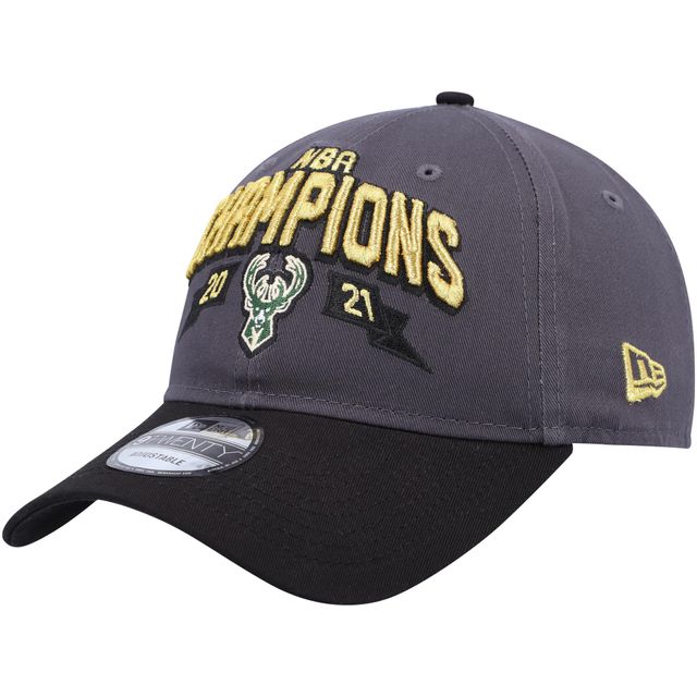 Casquette ajustable 9TWENTY réplique des Milwaukee Bucks Champs Replica 9TWENTY New Era pour homme, gris/noir