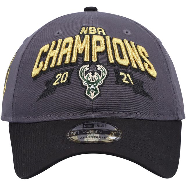 Casquette ajustable 9TWENTY réplique des Milwaukee Bucks Champs Replica 9TWENTY New Era pour homme, gris/noir