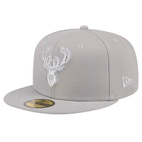 Casquette ajustée 59FIFTY Milwaukee Bucks de New Era pour homme, gris