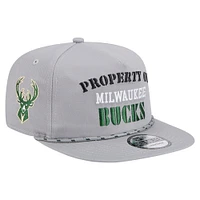 Casquette snapback grise New Era pour homme, Milwaukee Bucks, motif golfeur rétro