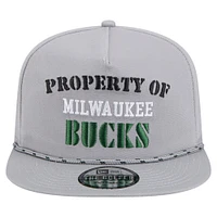 Casquette snapback grise New Era pour homme, Milwaukee Bucks, motif golfeur rétro