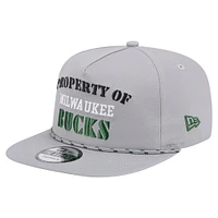 Casquette snapback grise New Era pour homme, Milwaukee Bucks, motif golfeur rétro