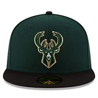 Casquette ajustée 59FIFTY 2Tone de l'équipe officielle des Milwaukee Bucks New Era pour homme, vert/noir