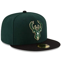 Casquette ajustée 59FIFTY 2Tone de l'équipe officielle des Milwaukee Bucks New Era pour homme, vert/noir