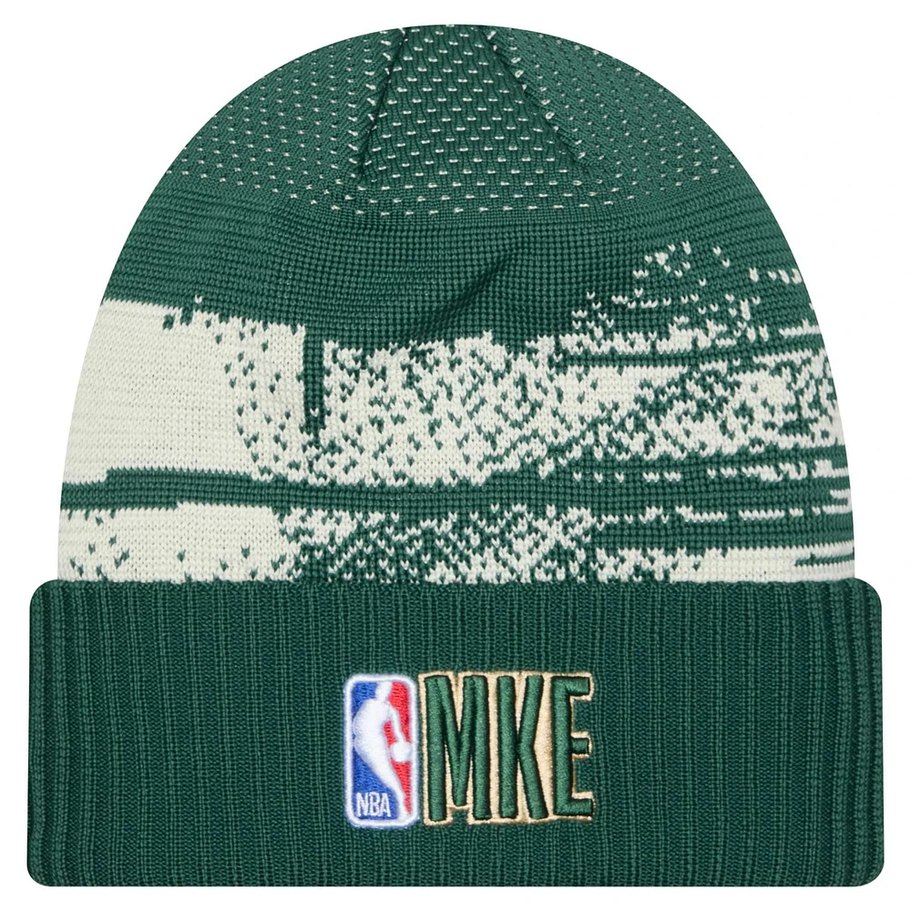 Men's New Era Green Milwaukee Bucks Tipoff Cuffed Knit Hat