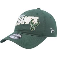 Men's New Era Hunter Green Milwaukee Bucks 2021 NBA Finals Champions Block On The Court 9TWENTY Adjustable Hat