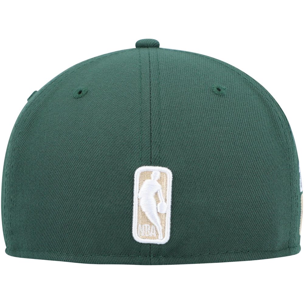 Men's New Era Hunter Green Milwaukee Bucks Champs Trophy 59FIFTY Fitted Hat