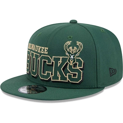 Casquette Snapback Milwaukee Bucks Gameday 9FIFTY verte Hunter New Era pour hommes