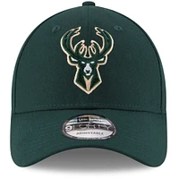 Casquette ajustable 9FORTY de la couleur officielle de l'équipe des Milwaukee Bucks New Era Hunter Green pour homme