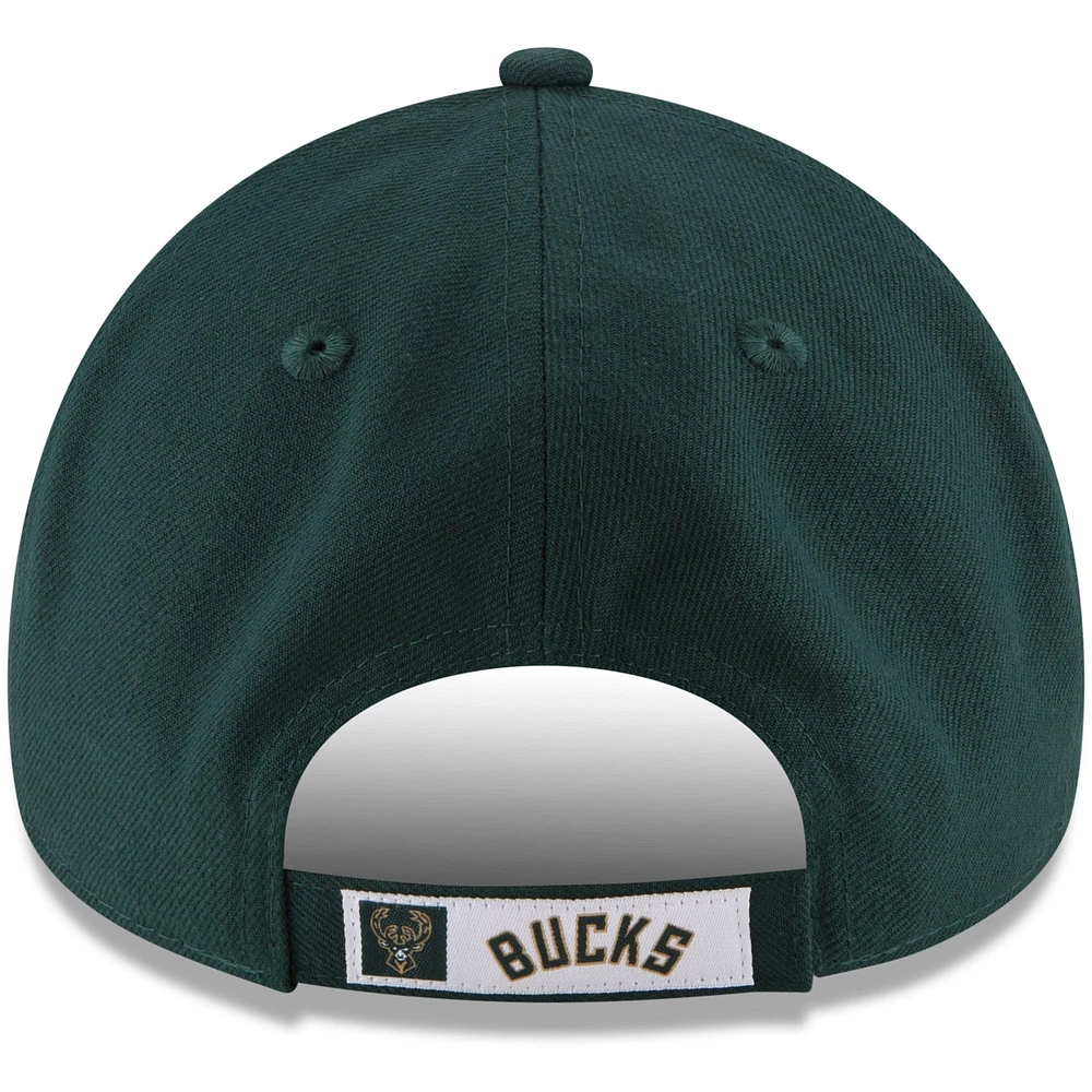 Casquette ajustable 9FORTY de la couleur officielle de l'équipe des Milwaukee Bucks New Era Hunter Green pour homme