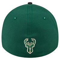 Men's New Era Hunter Green Milwaukee Bucks Sport Night Visor Hit 39THIRTY Flex Hat