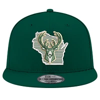 Casquette snapback 9FIFTY State Pride de Milwaukee Bucks de New Era pour homme, vert chasseur