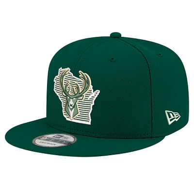 Casquette snapback 9FIFTY State Pride de Milwaukee Bucks de New Era pour homme, vert chasseur