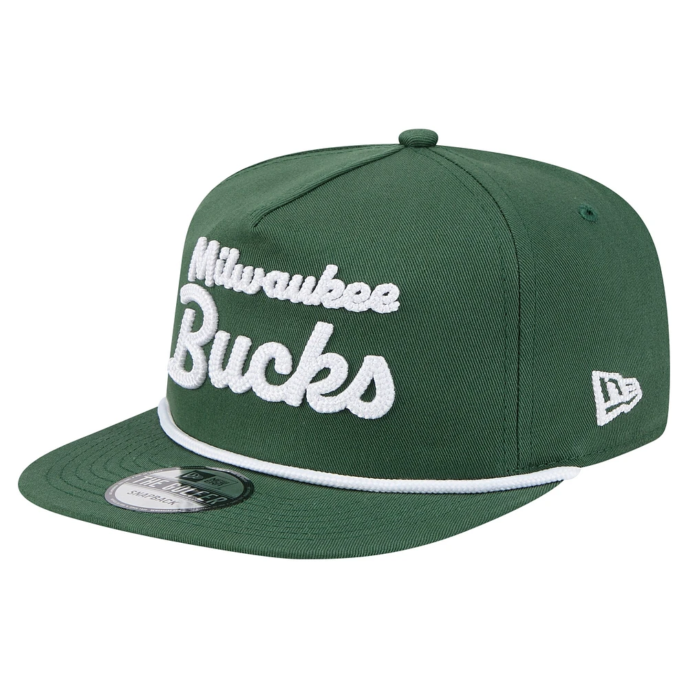Casquette snapback de golfeur New Era Hunter Green Milwaukee Bucks pour homme
