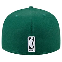 Men's New Era Hunter Green Milwaukee Bucks Throwback Pennant 59FIFTY Fitted Hat