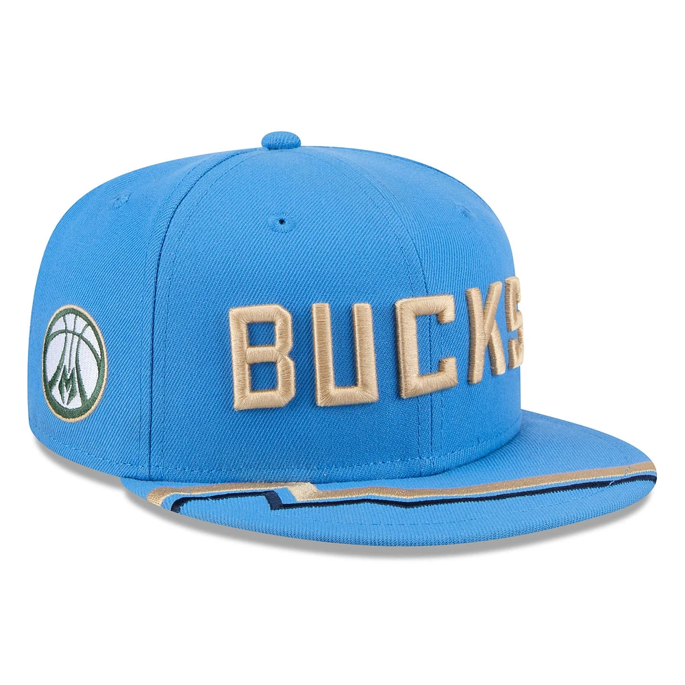 Casquette ajustée 59FIFTY Milwaukee Bucks 2024/25 City Edition New Era bleu clair pour homme