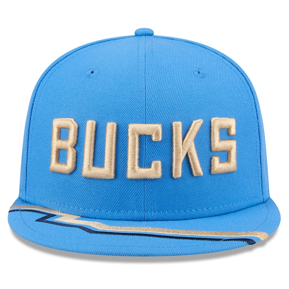 Casquette snapback 9FIFTY City Edition 2024/25 Milwaukee Bucks bleu clair New Era pour homme