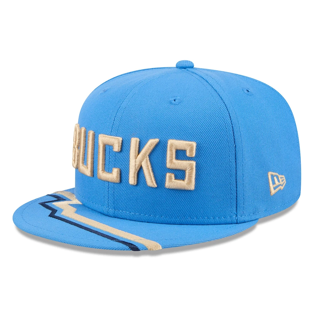 Casquette snapback 9FIFTY City Edition 2024/25 Milwaukee Bucks bleu clair New Era pour homme