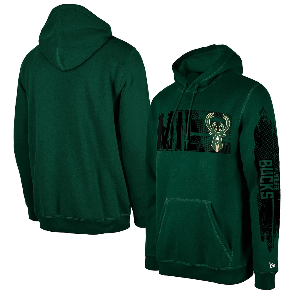 Sweat à capuche Hunter Green Tip-Off Collection Milwaukee Bucks New Era pour homme