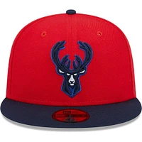 Casquette ajustée 59FIFTY pour homme des Milwaukee Bucks New Era rouge/bleu marine