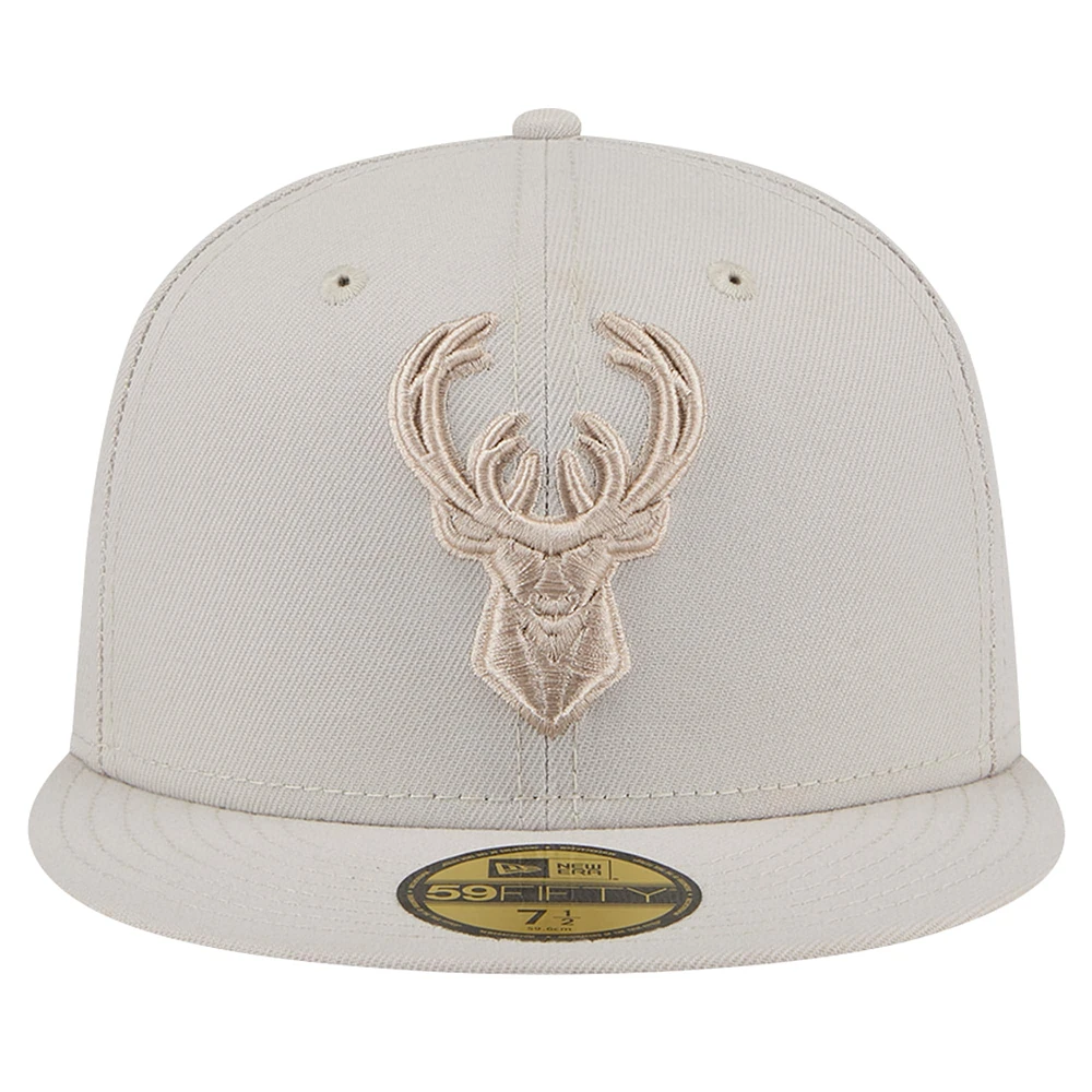 Men's New Era Stone Milwaukee Bucks Color Pack 59FIFTY Fitted Hat