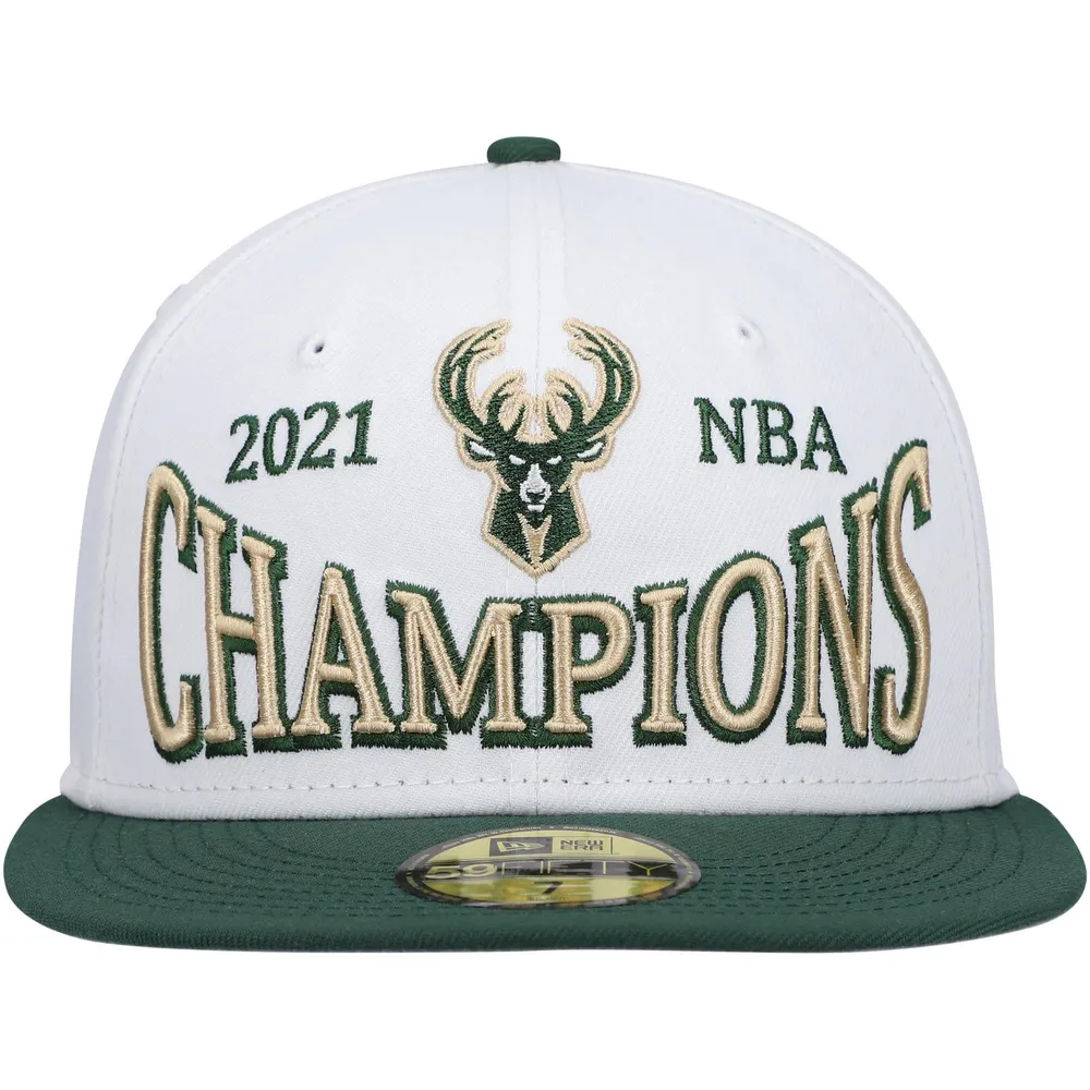 Casquette ajustée 59FIFTY des Milwaukee Bucks Arch Champs New Era pour homme, blanc/vert chasseur