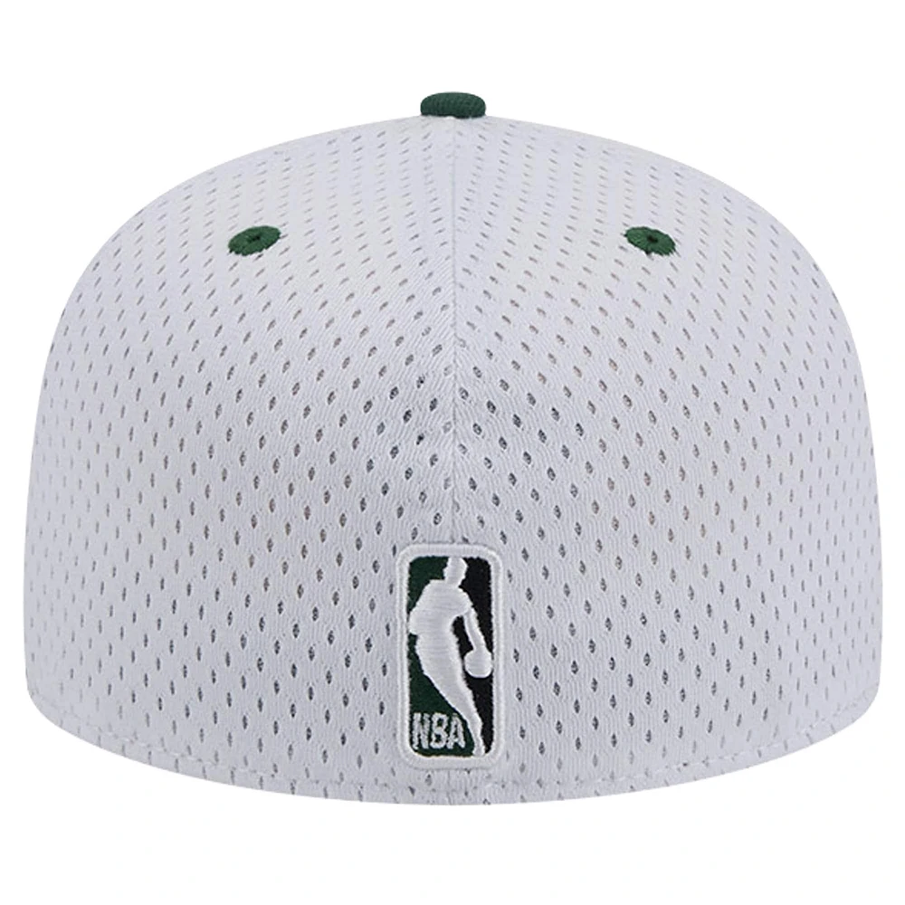 Casquette ajustée 59FIFTY Throwback 2Tone Milwaukee Bucks New Era blanc/vert chasseur pour hommes