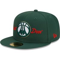 Men's New Era x Just Don Hunter Green Milwaukee Bucks 59FIFTY Fitted Hat