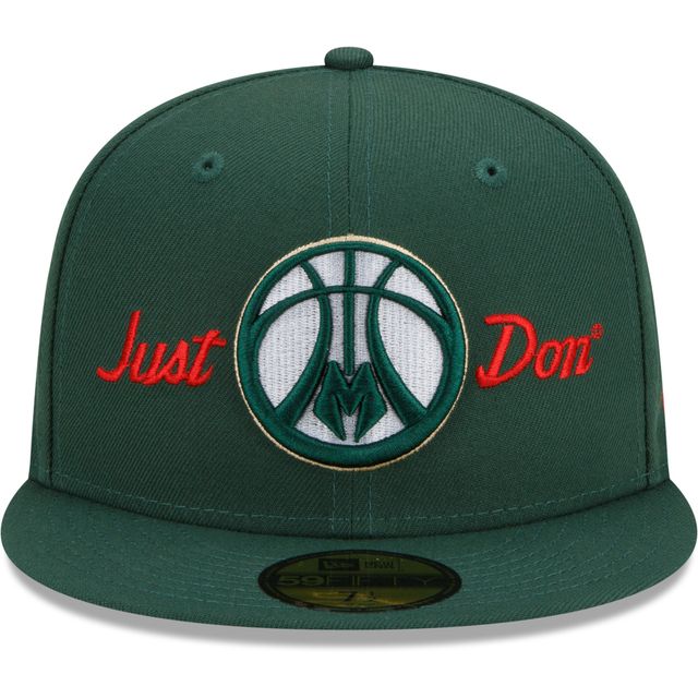 Casquette ajustée 59FIFTY Milwaukee Bucks New Era x Just Don Hunter vert pour homme