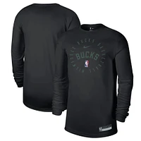 Men's Nike Black Milwaukee Bucks 2024/25 Legend On-Court Practice Long Sleeve T-Shirt