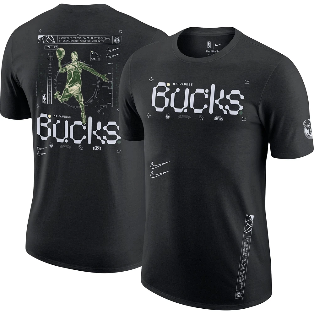 Men's Nike Black Milwaukee Bucks Courtside Air Traffic Control Max90 T-Shirt