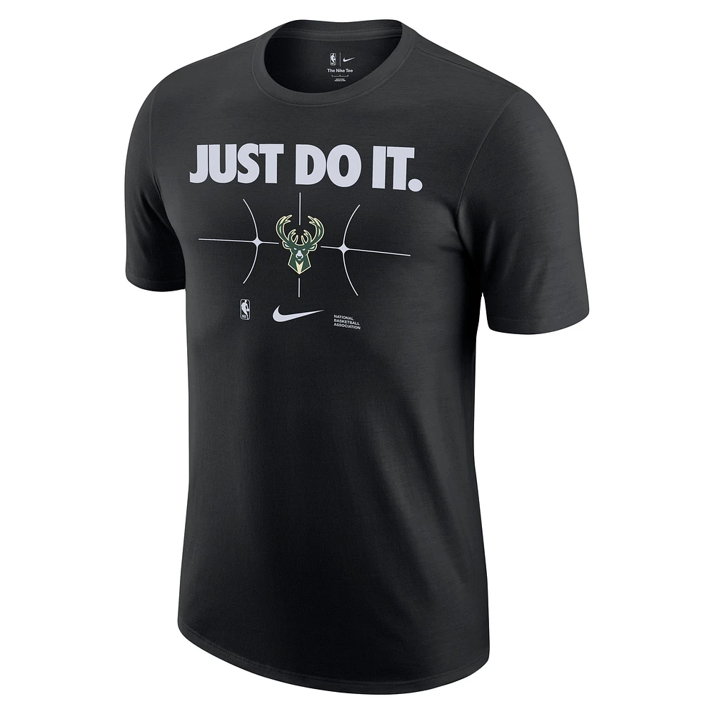 T-shirt Nike noir Milwaukee Bucks Just Do It pour hommes