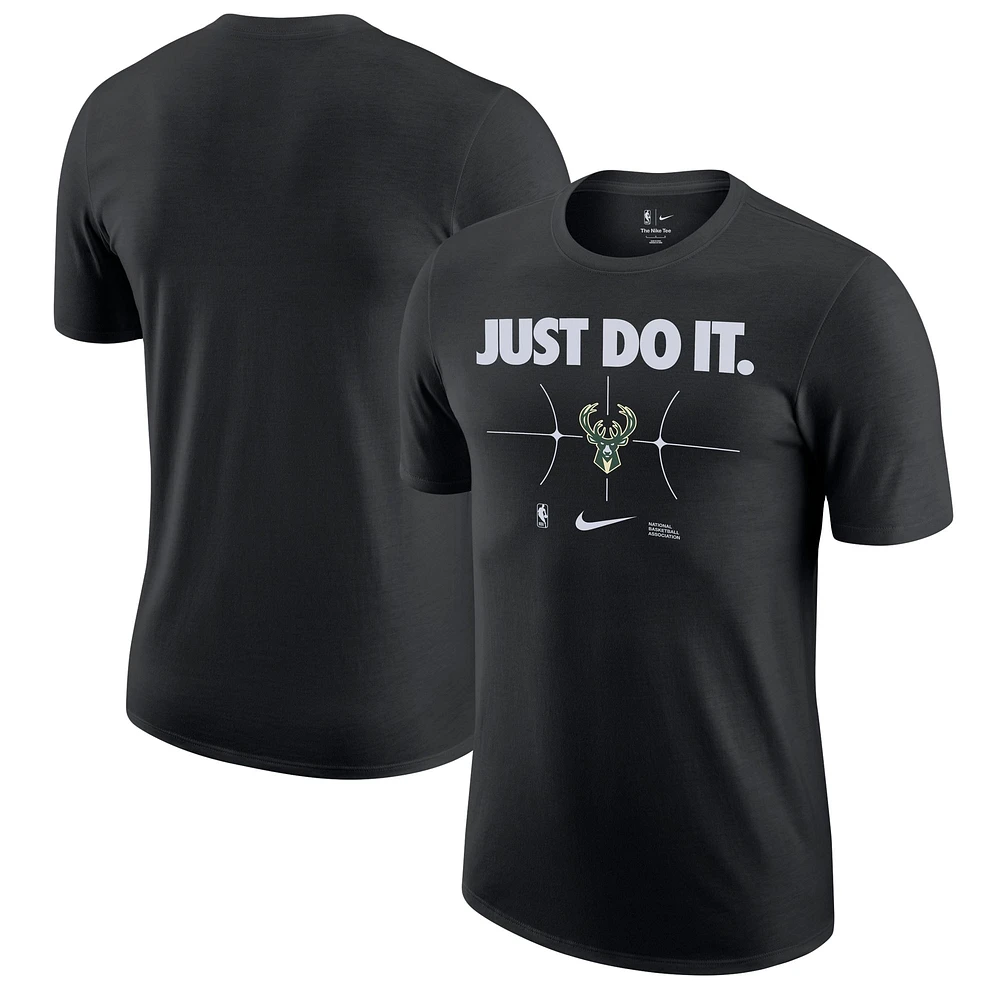 T-shirt Nike noir Milwaukee Bucks Just Do It pour hommes