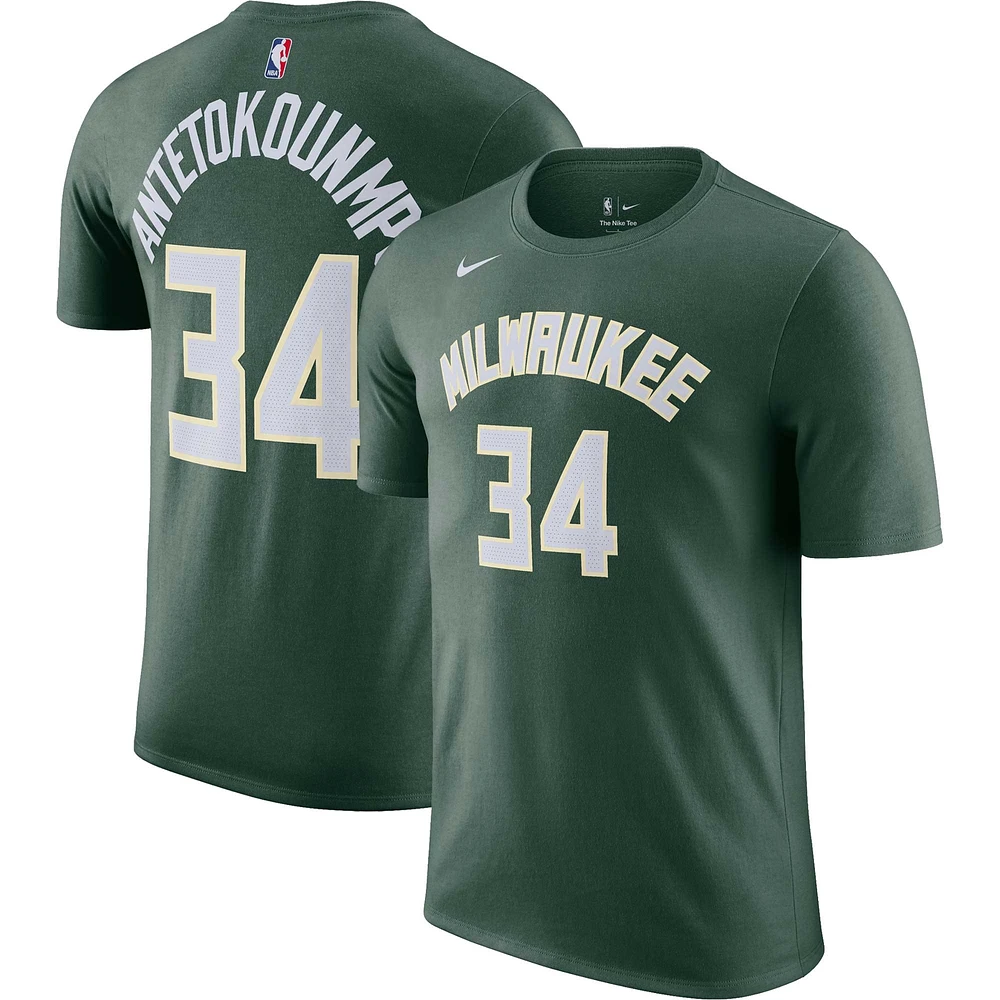 T-shirt homme Nike Giannis Antetokounmpo Hunter Green Milwaukee Bucks Icon 2022/23 avec nom et numéro