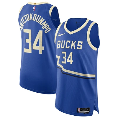 Maillot de joueur authentique Nike Giannis Antetokounmpo Royal Milwaukee Bucks 2024/25 pour homme - Édition City