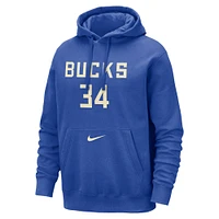 Sweat à capuche Nike Giannis Antetokounmpo Royal Milwaukee Bucks 2024/25 City Edition pour homme avec nom et numéro