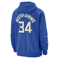 Men's Nike Giannis Antetokounmpo Royal Milwaukee Bucks 2024/25 City Edition Name & Number Pullover Hoodie