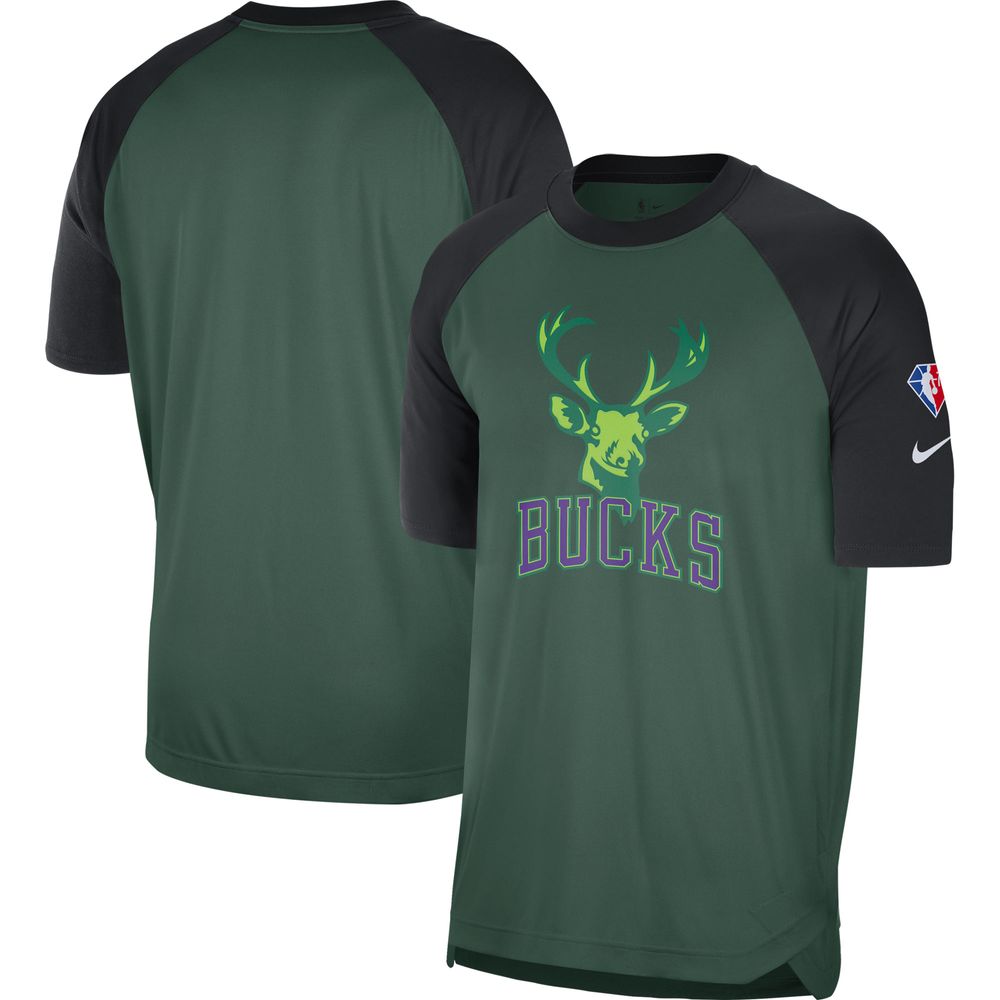 Men's Nike Green/Black Milwaukee Bucks 2021/22 City Edition Pregame Warmup Shooting T-Shirt