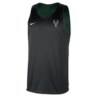 Men's Nike Hunter Green/Black Milwaukee Bucks Courtside Reversible Mesh Practice Jersey