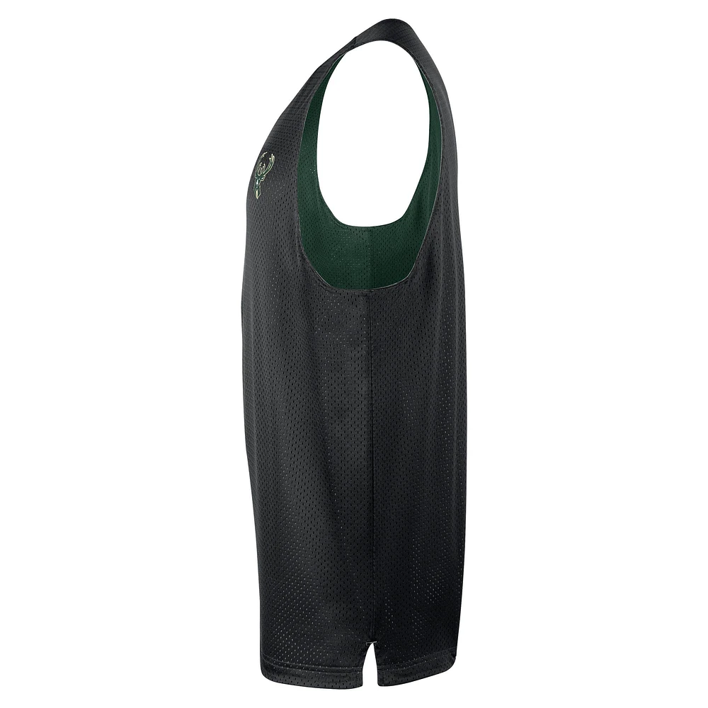 Men's Nike Hunter Green/Black Milwaukee Bucks Courtside Reversible Mesh Practice Jersey