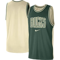 Men's Nike Hunter Green/Cream Milwaukee Bucks Courtside Versus Force Split DNA Performance Mesh Tank Top